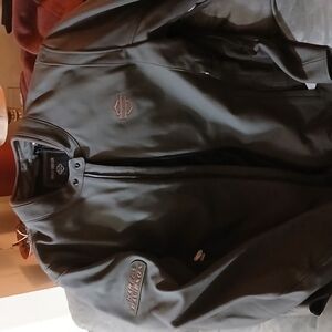 Harley-Davidson Orange and Green Performance Jacket with Stand-Up Collar